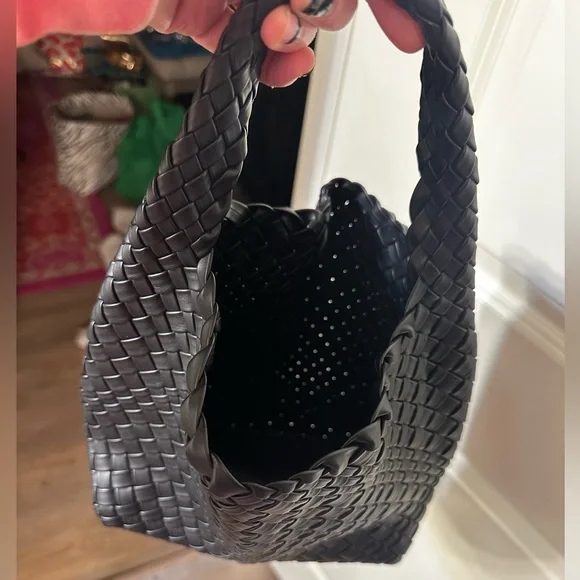 Elegant Black Woven Mini Tote Bag - Picture 6 of 10